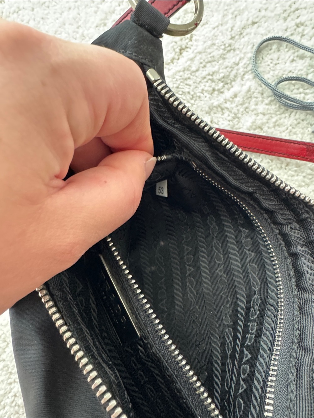 Prada Black and Red Leather-Trim Shoulder Bag - Picture 15 of 15